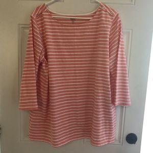 Peace and Pearls Shirt Womens Size XXL Pink And White Striped Excellent Cond